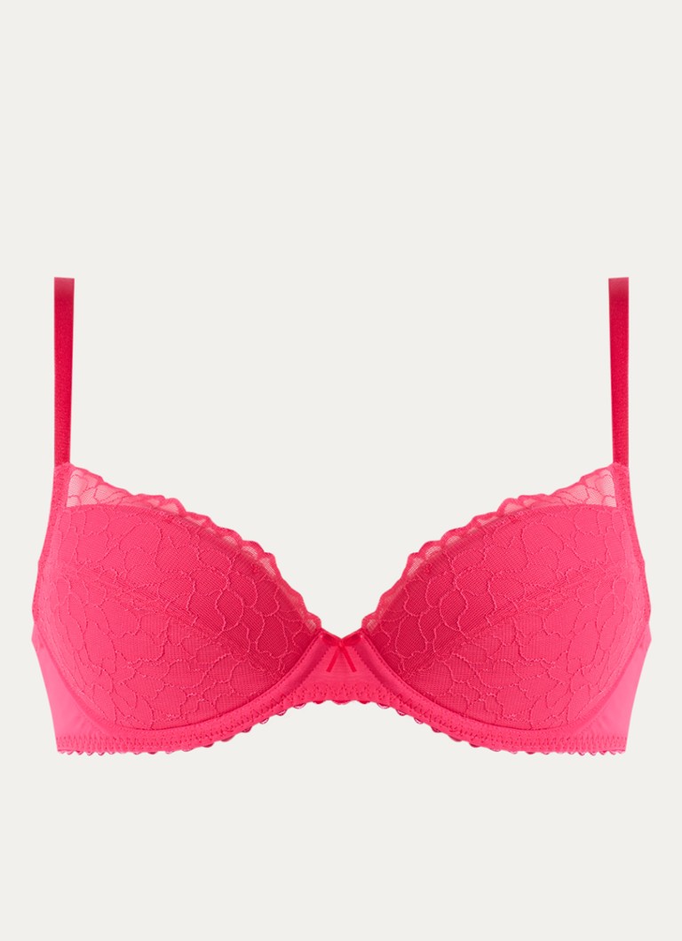 Marie Jo Dames Azelie push-up bh met uitneembare vulling en overlay van kant in de kleur Koraalrood