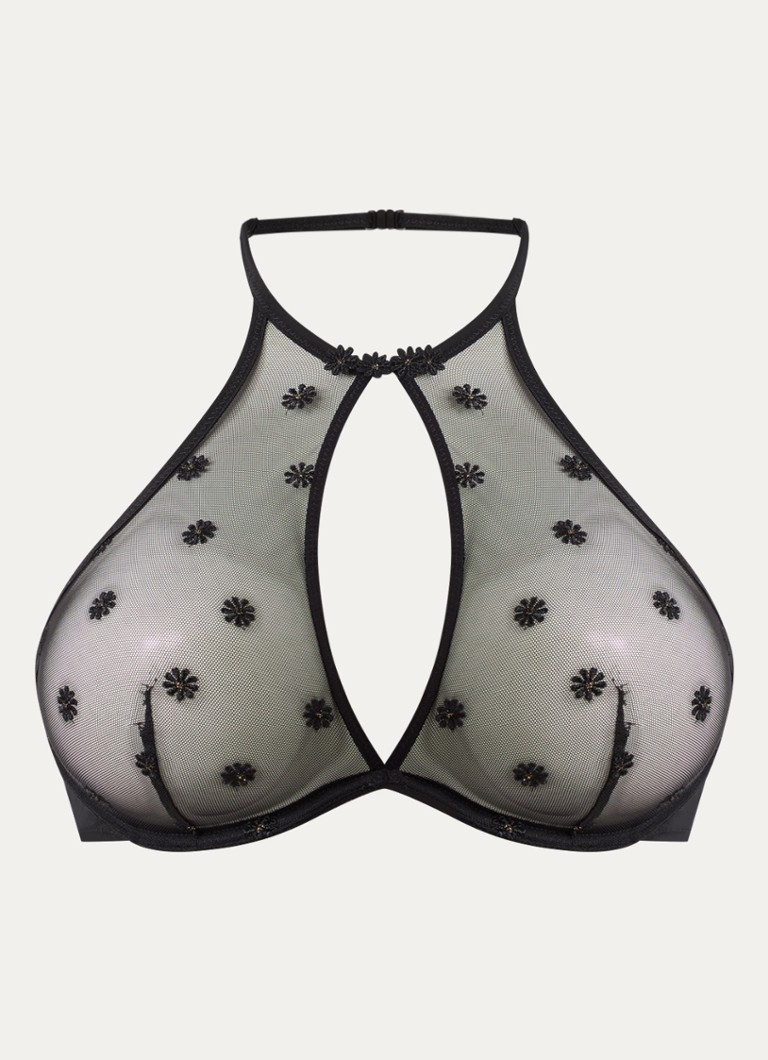 Marie Jo Dames Daisy beugel bh van mesh met bloemborduring in de kleur Zwart