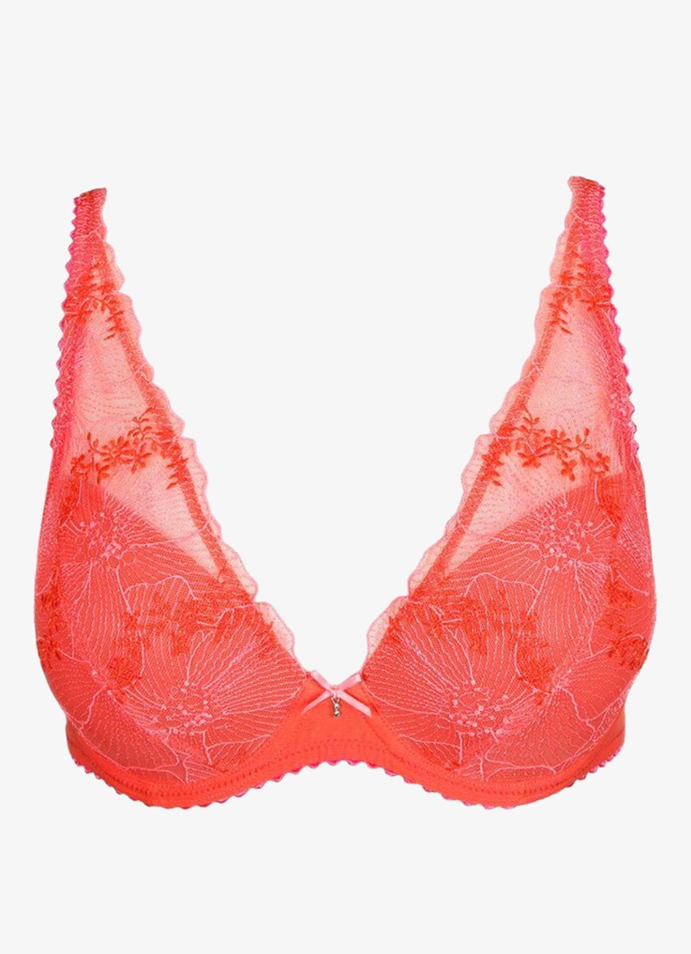 Marie Jo Dames Beugel bh met overlay van kant in de kleur Koraalroze