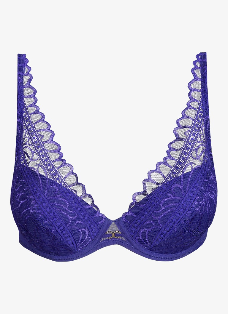 Marie Jo Dames Cerina voorgevormde plunge bh met overlay van kant in de kleur Donkerblauw