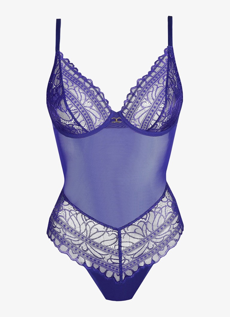 Marie Jo Dames Cerina body van mesh en kant in de kleur Blauw