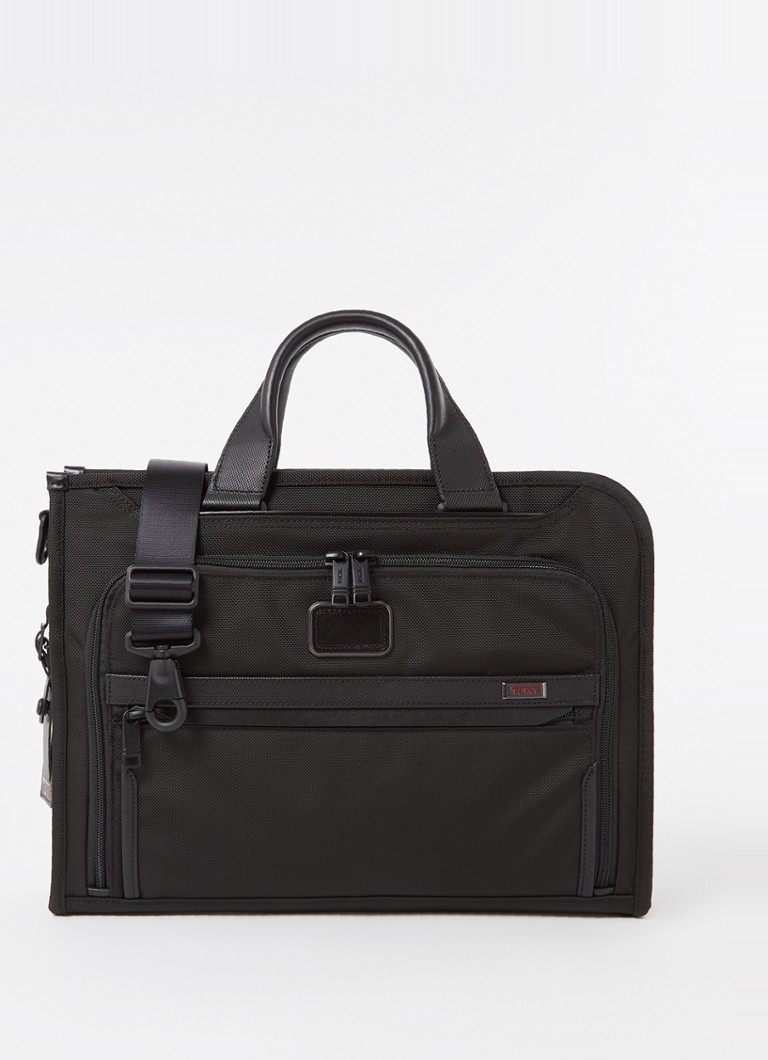 TUMI Alpha 3 businesstas met leren details Zwart - Deal