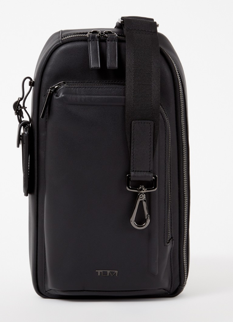 TUMI Harrison Gregory crossbodytas van leer met verstelbare schouderriem Zwart - Deal