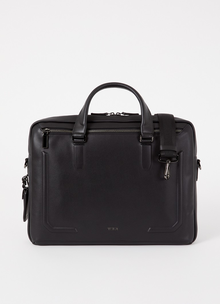 TUMI Harrison Avondale laptoptas van leer met 15 inch laptopvak Zwart