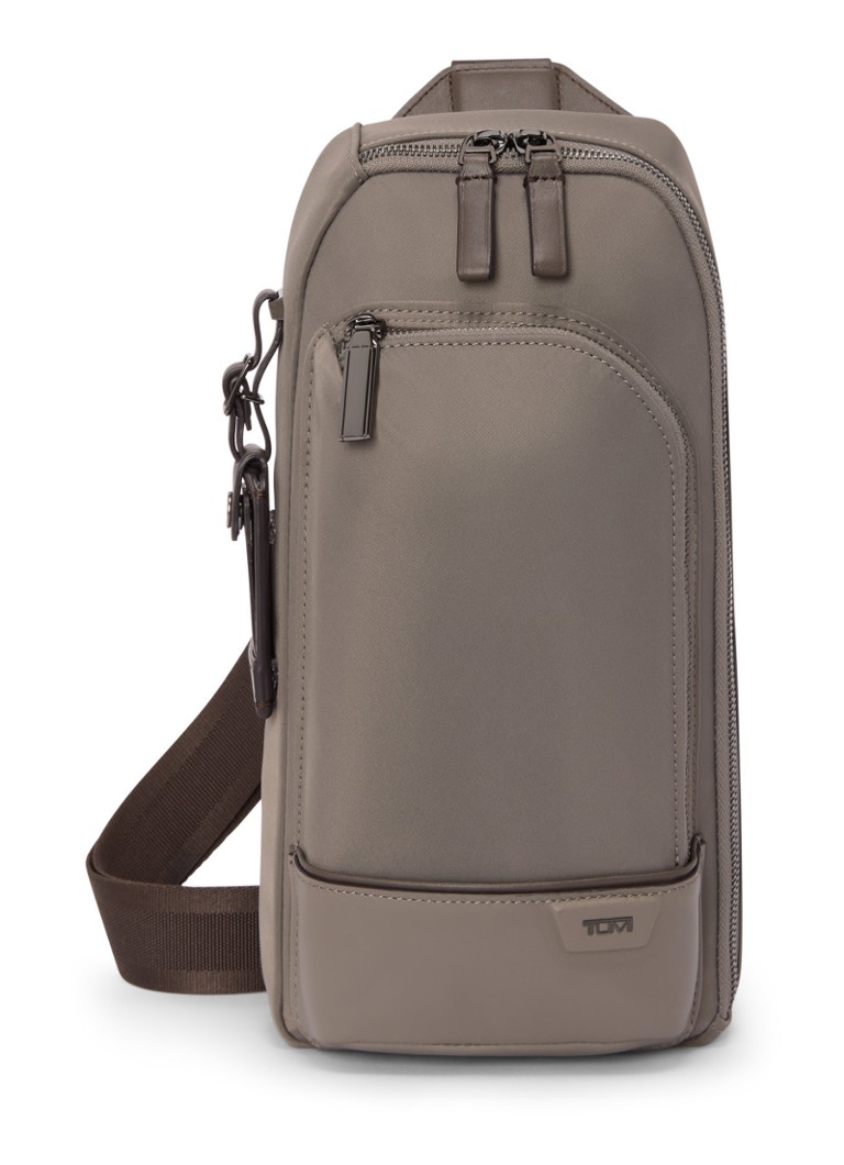TUMI Gregory crossbodytas met leren details Taupe - Deal
