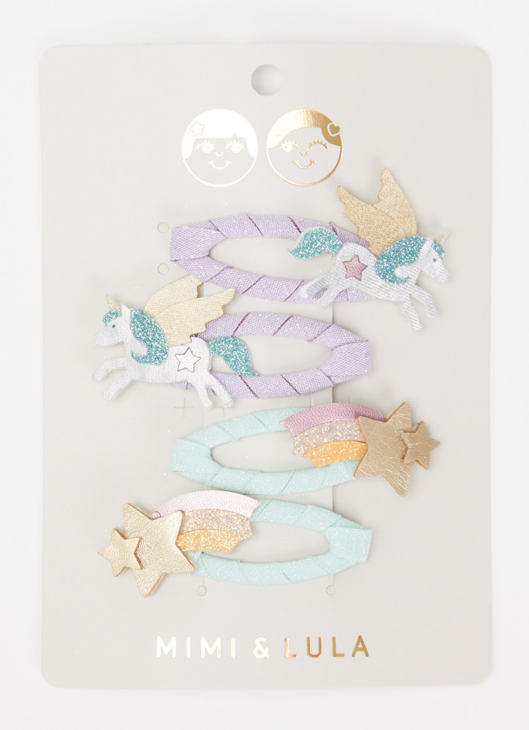Mimi & Lula Meisjes My Little Unicorn haarclip in set van 4
