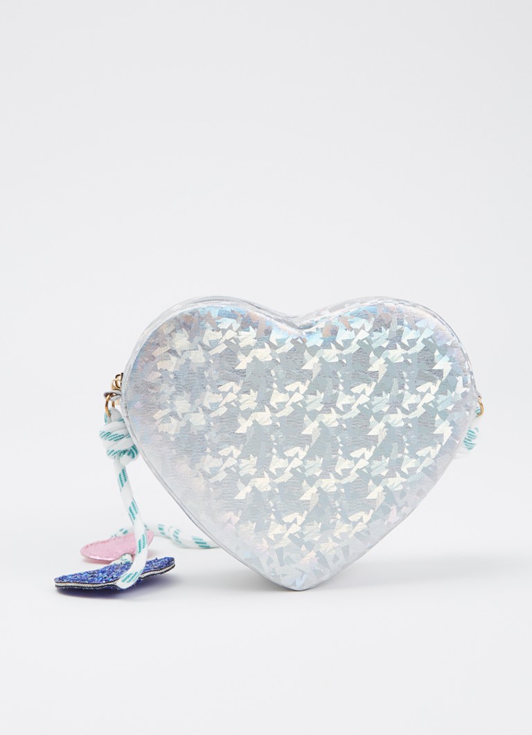 Mimi & Lula Meisjes Holographic Heart crossbodytas met metallic finish in de kleur Zilver, maat: One Size