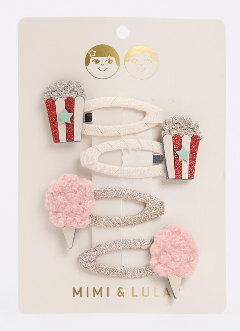 Mimi & Lula Popcorn & Candyfloss haarclip in set van 4 in de kleur Roségoud, maat: One Size