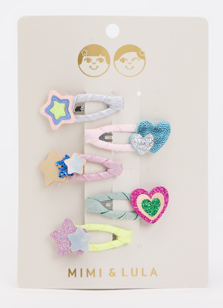 Mimi & Lula Meisjes Layered Hearts & Stars haarclips in 5-pack