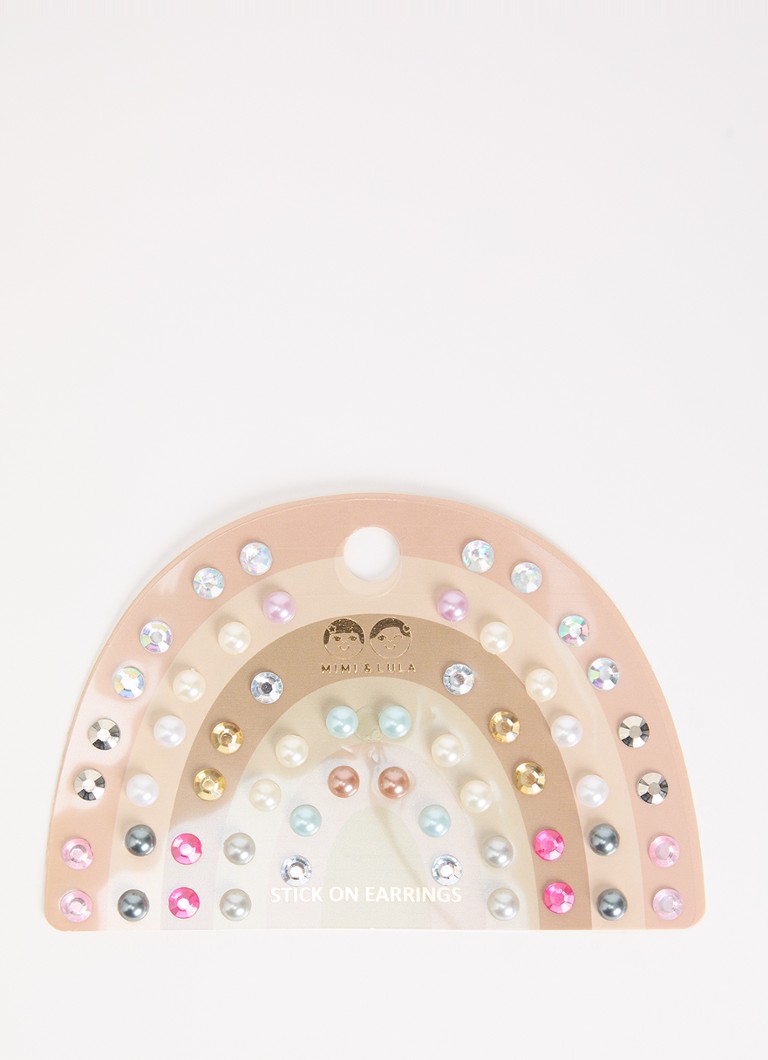 Mimi & Lula Meisjes Pink Pearl Stick On oorknopjes in de kleur Creme, maat: PK 6
