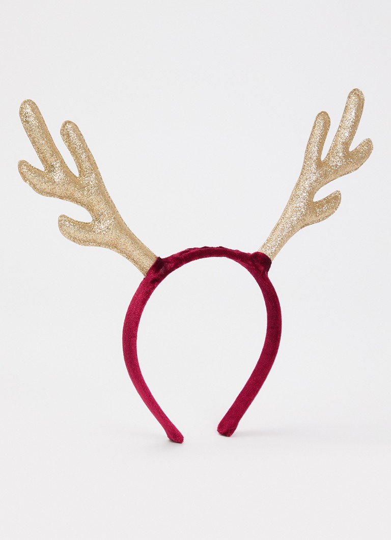 Mimi & Lula Meisjes Rudolph Antlers haarband met applicatie en glitter in de kleur Goud, maat: PK 6