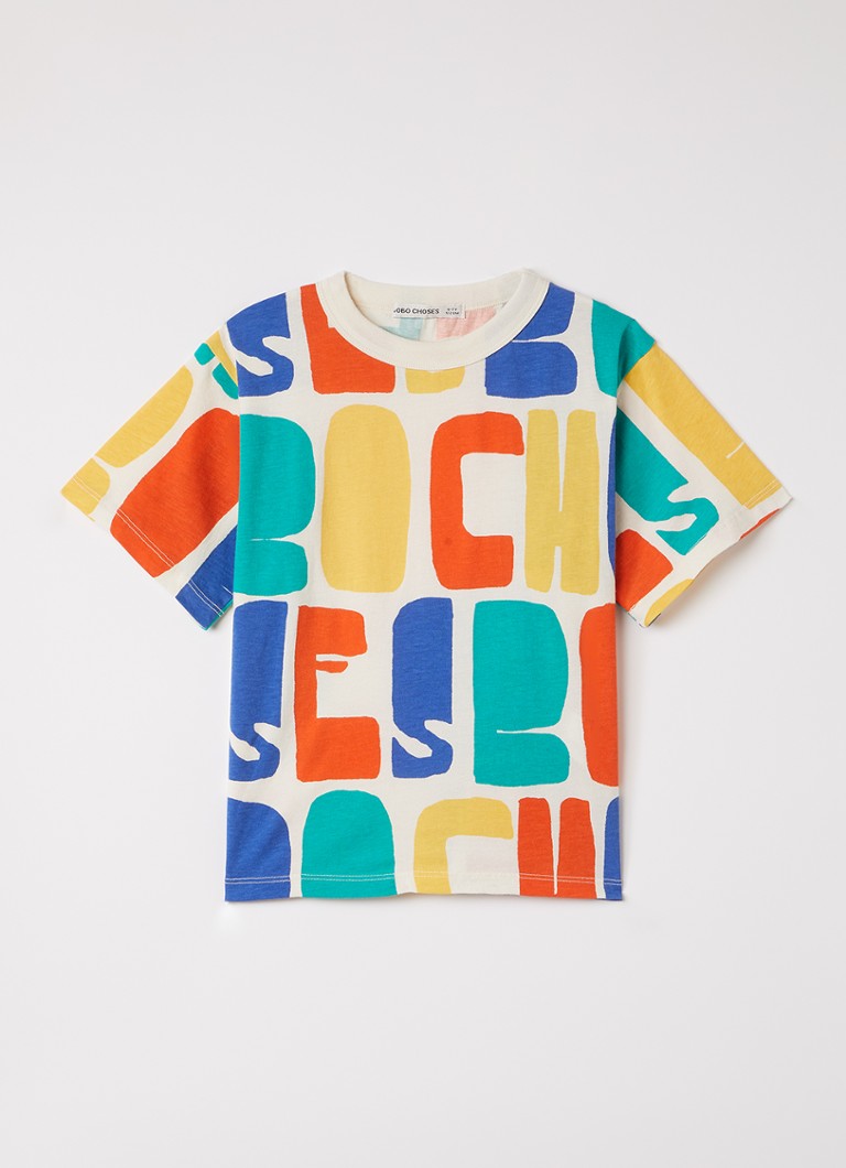 BOBO CHOSES Jongens T-shirt met print in de kleur Gebroken wit, maat: 6-7Y=116