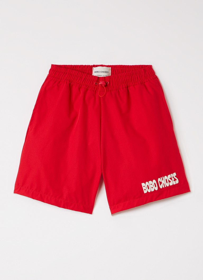 BOBO CHOSES Jongens Zwemshorts met logoprint in de kleur Rood, maat: 4-5Y=104