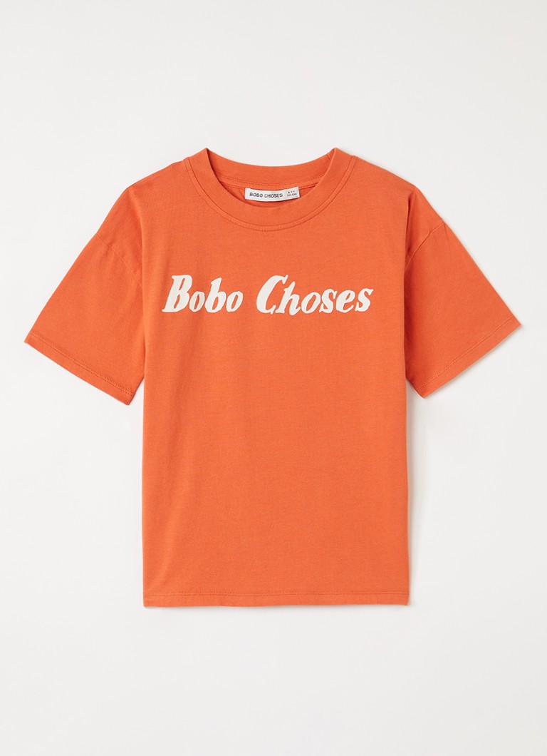 BOBO CHOSES Meisjes T-shirt met logoprint in de kleur Oranje, maat: 8-9Y=128