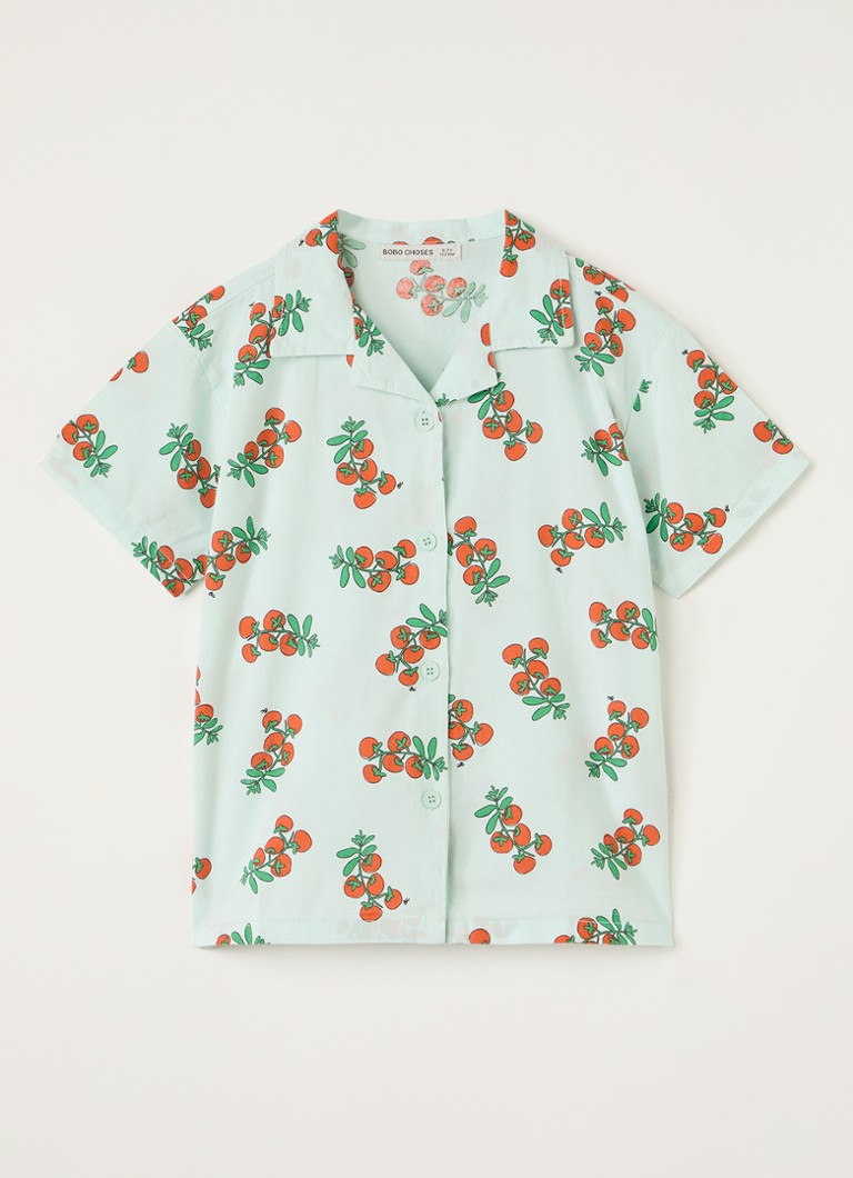 BOBO CHOSES Jongens Juicy Tomatoes overhemd met print in de kleur Lichtblauw, maat: 4-5Y=104