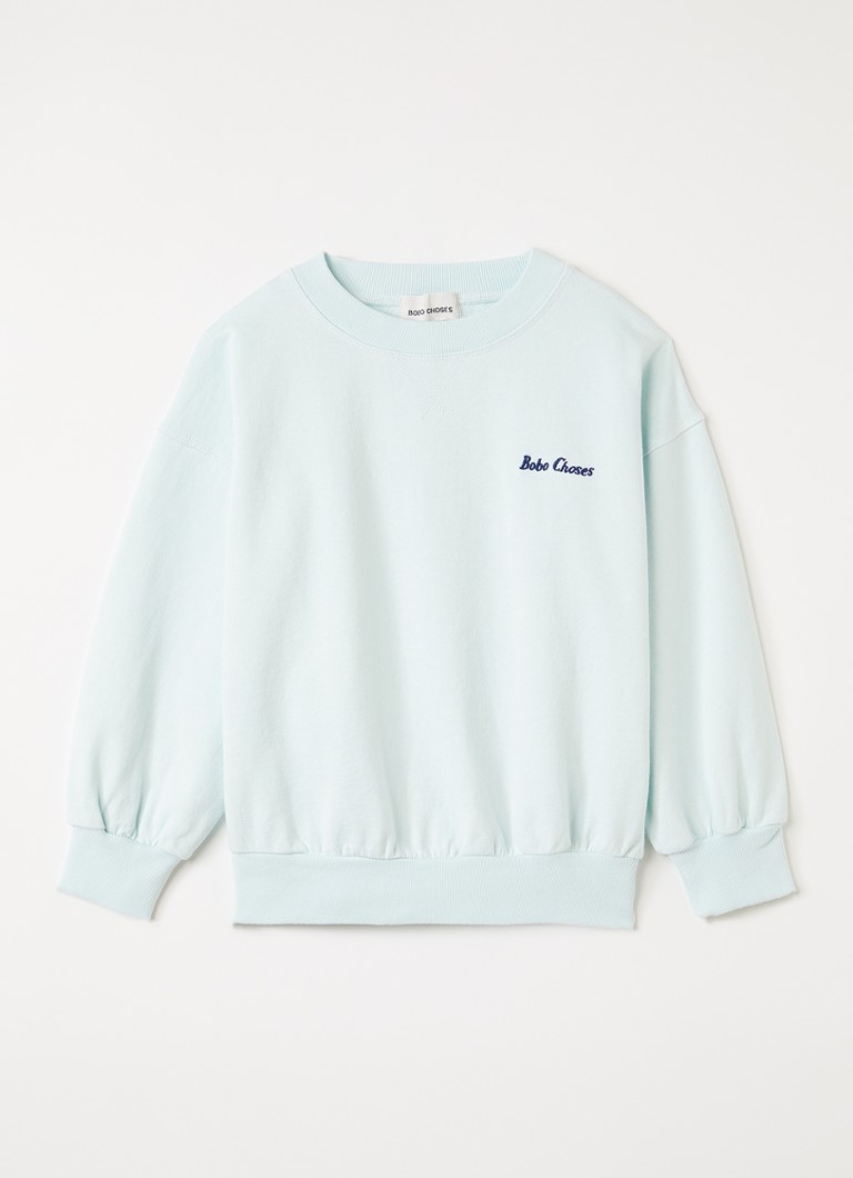 BOBO CHOSES Jongens Mr Pickles sweater met logo- en backprint in de kleur Mint, maat: 6-7Y=116