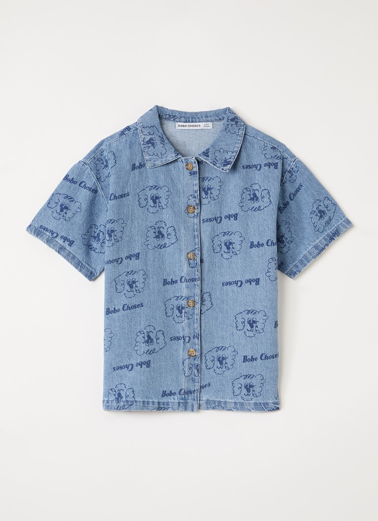 BOBO CHOSES Meisjes Pickles The Dog blouse met print in de kleur Blauw, maat: 4-5Y=104