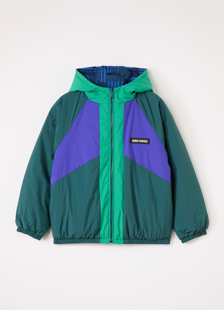 BOBO CHOSES Jongens Almost Moire reversible gewatteerd jack in de kleur Donkerblauw, maat: 4Y-5Y=104