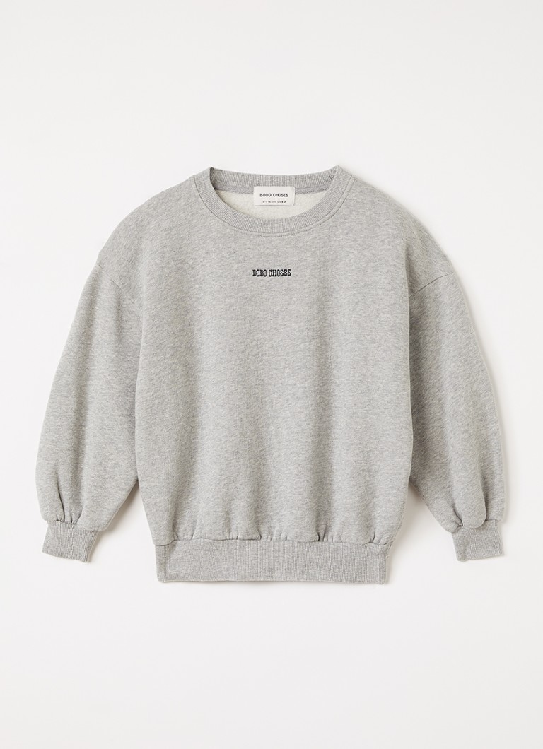 BOBO CHOSES Meisjes Mush Monster Duo sweater met logoborduring en backprint in de kleur Lichtgrijs, maat: 6Y-7Y=116