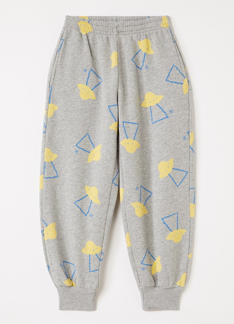 BOBO CHOSES Jongens Pixel Abduction tapered fit joggingbroek met print in de kleur Lichtgrijs, maat: 4Y-5Y=104