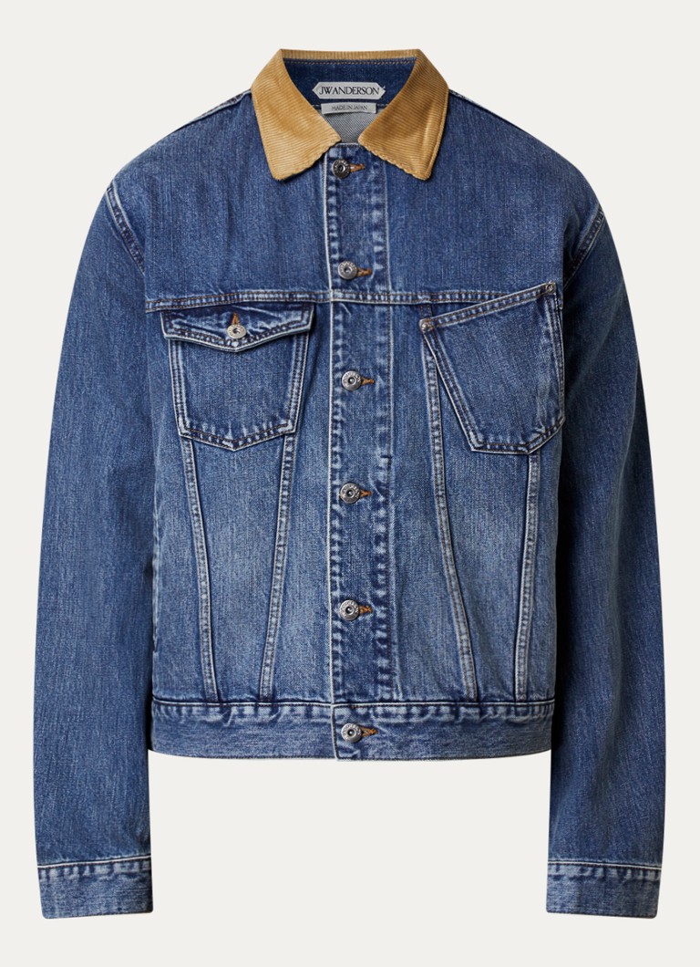 J.W. Anderson Heren Spijkerjas met details van corduroy in de kleur Indigo, maat: L