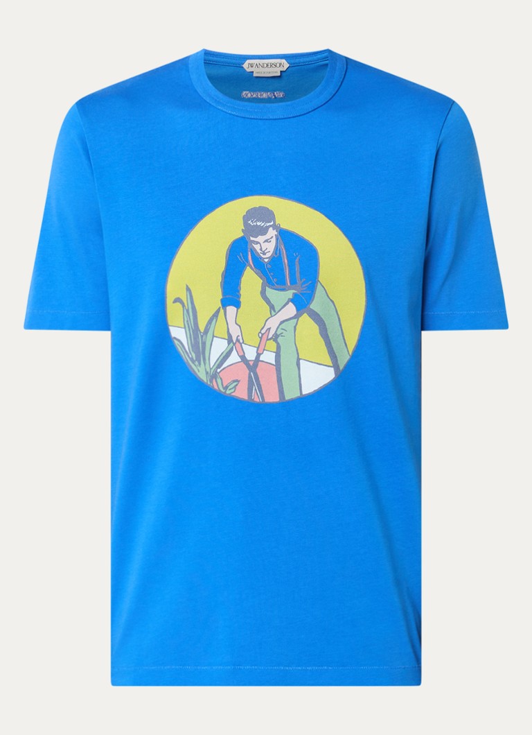 J.W. Anderson Heren Gardener T-shirt met print in de kleur Kobaltblauw, maat: S