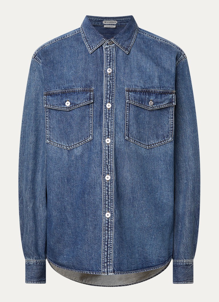 J.W. Anderson Heren Comfort fit overshirt van denim met borstzakken in de kleur Indigo, maat: M