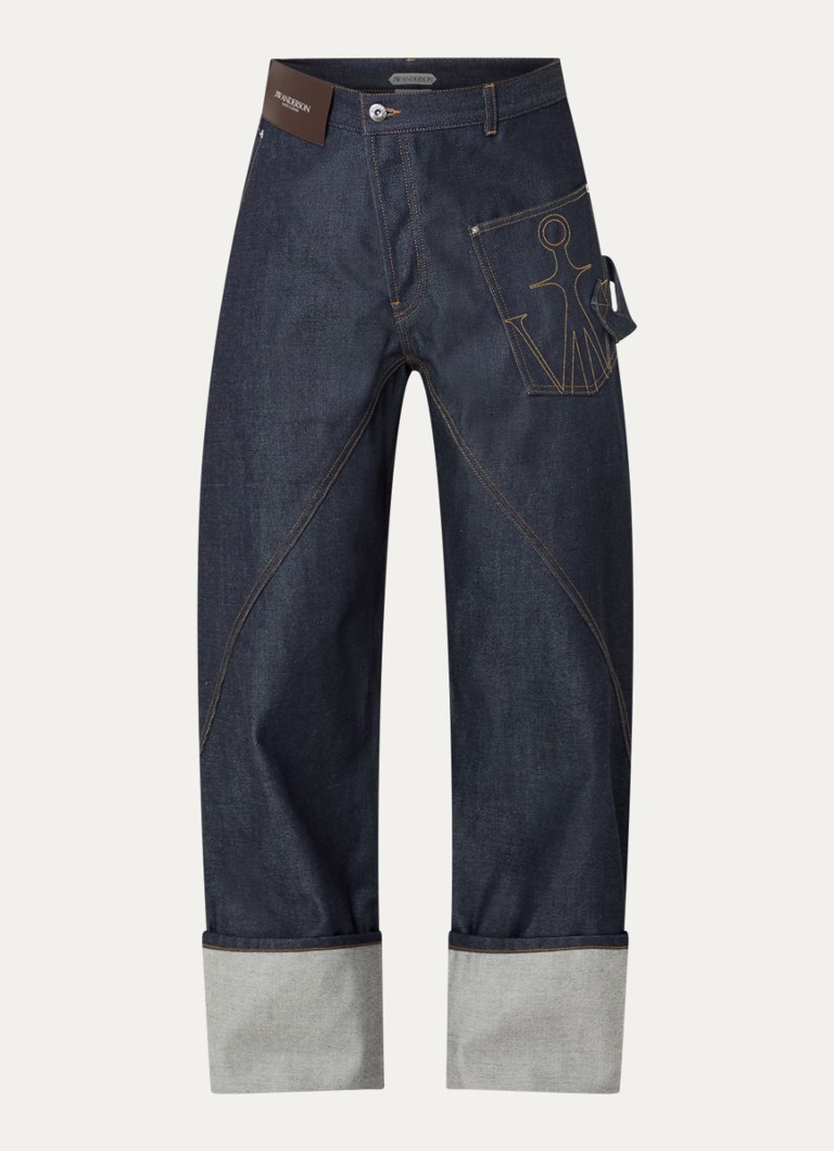J.W. Anderson Heren Wide leg jeans met donkere wassing in de kleur Indigo, maat: 32