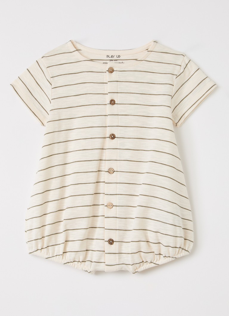 Play Up Meisjes Flame romper met streepprint in de kleur Gebroken wit, maat: 9M=74