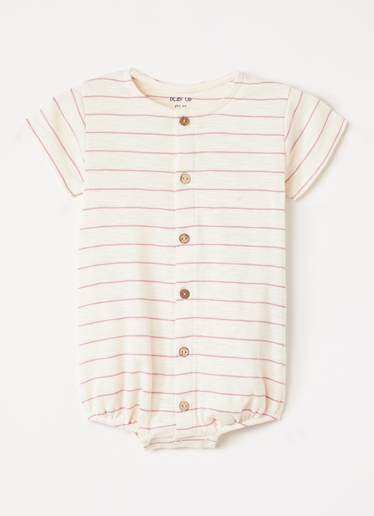 Play Up Meisjes Flame romper met streepprint in de kleur Roze, maat: 9M=74