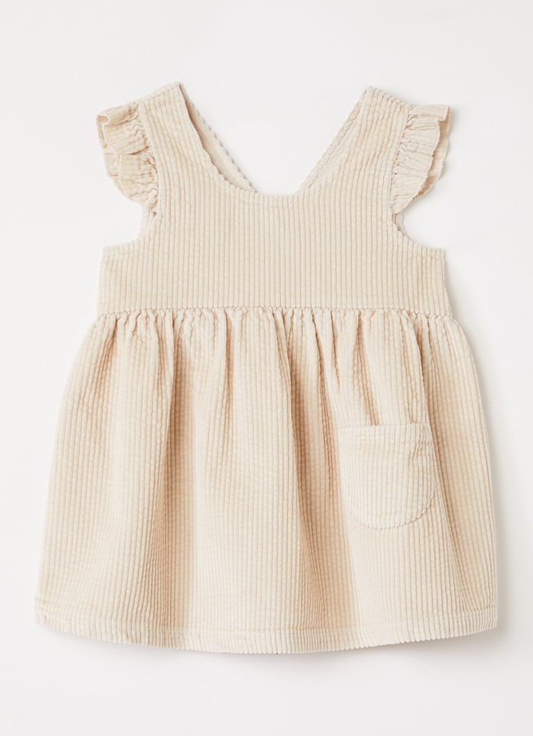 Play Up Meisjes Jurk van corduroy met volant in de kleur Creme, maat: 36M=98