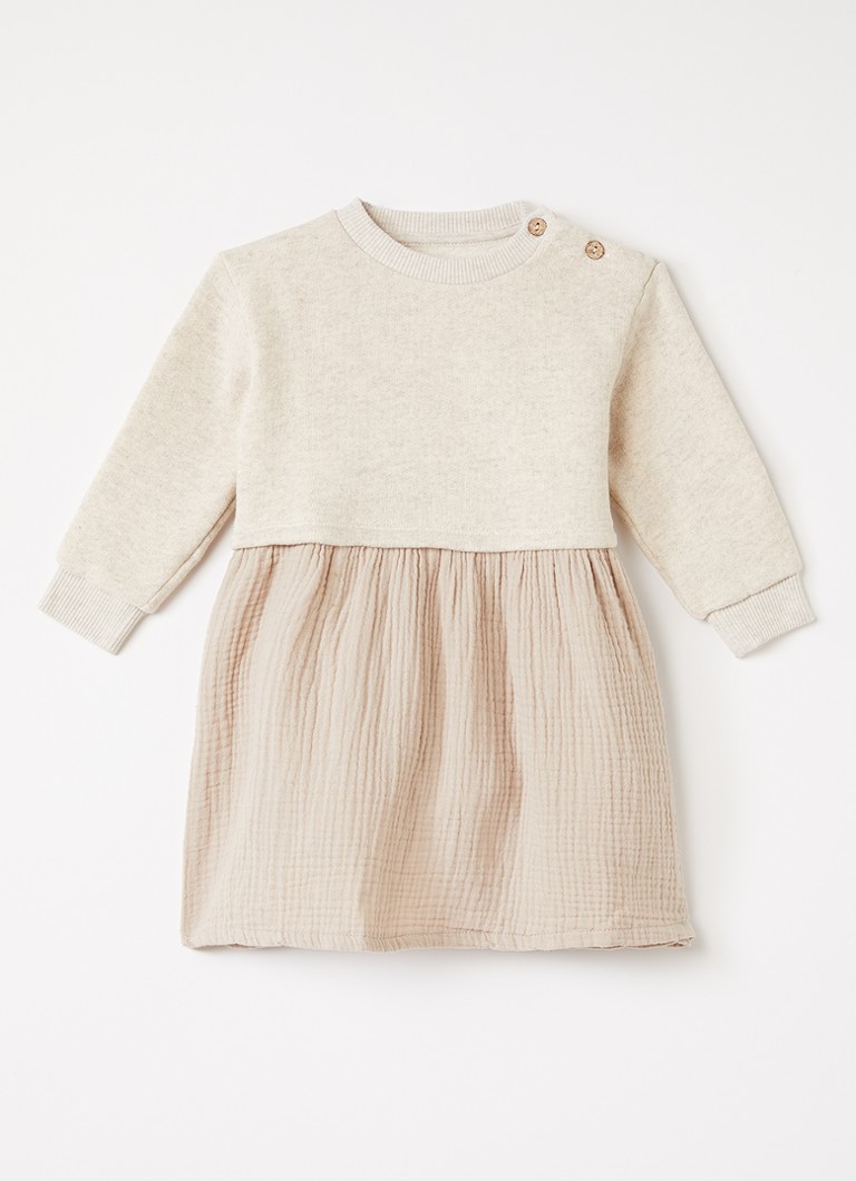 Play Up Meisjes Trui jurk met structuur in de kleur Creme, maat: 12M=80