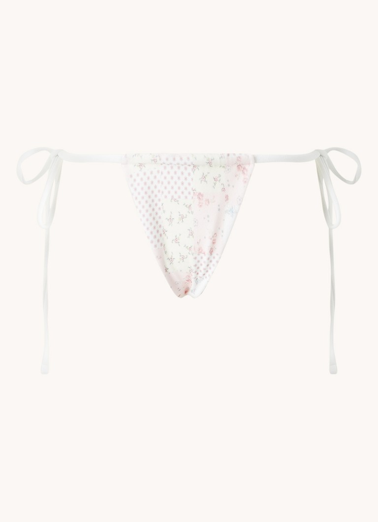 Frankies Bikinis Dames Tia brazilian bikinislip van badstof met print in de kleur Wit, maat: xl