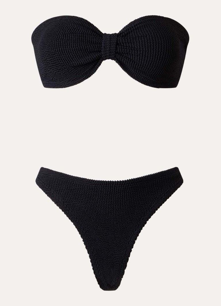 Hunza G Dames Tina bikiniset met structuur in de kleur Zwart, maat: OS