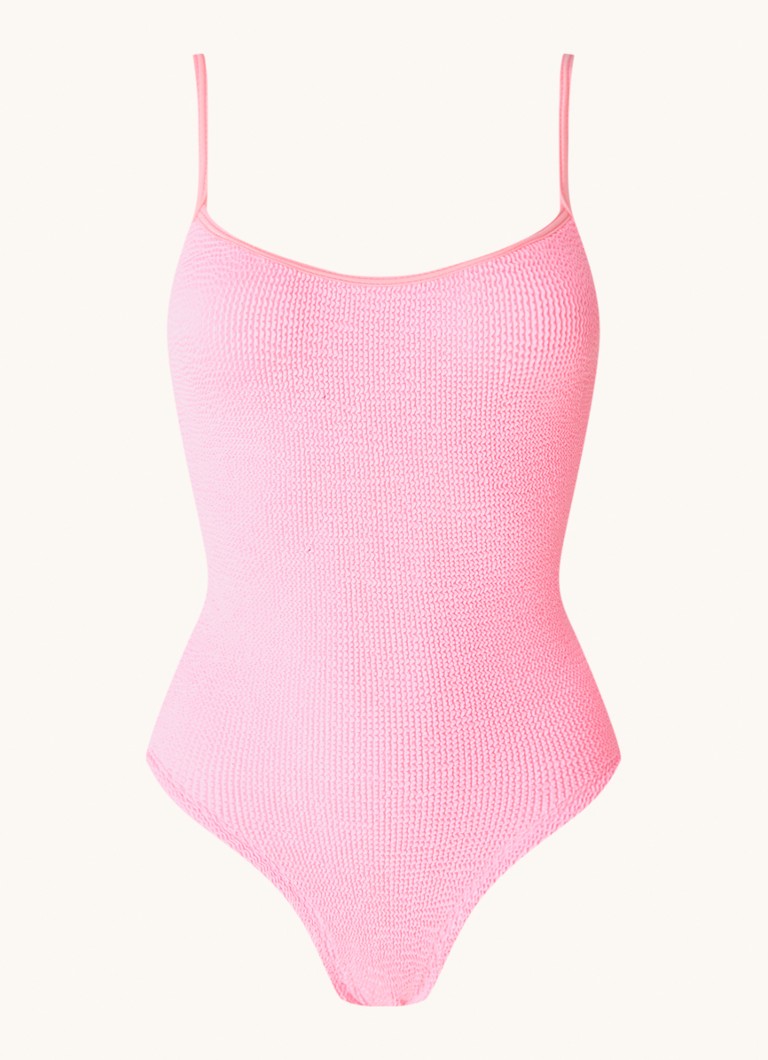 Hunza G Dames Pamela badpak met structuur in de kleur Roze, maat: OS
