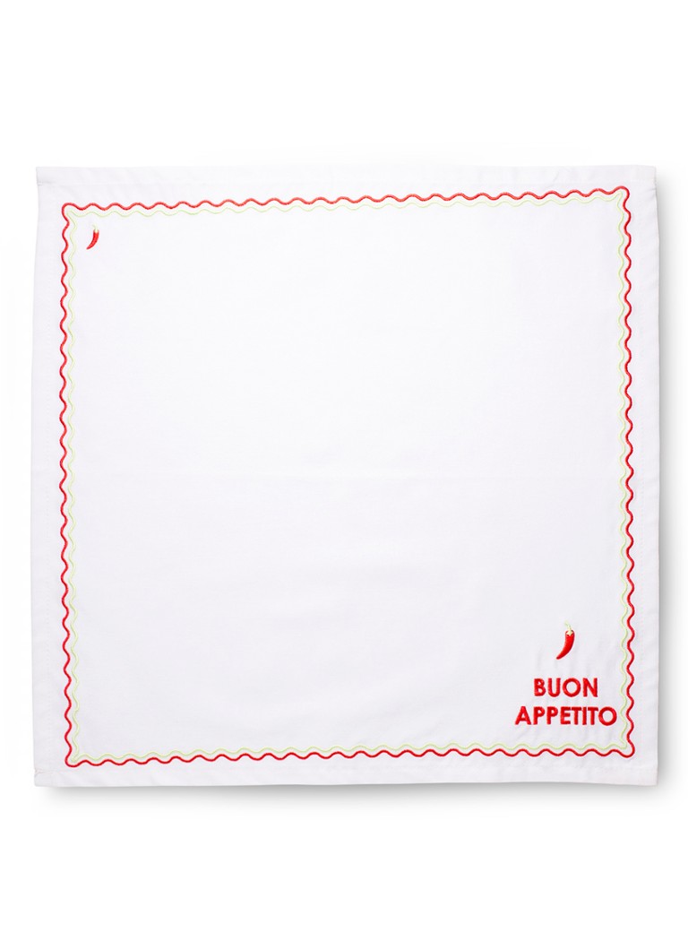 Vondels Buon Appetito servetten in linnenblend 45 x 45 cm set van 2 Wit - Deal