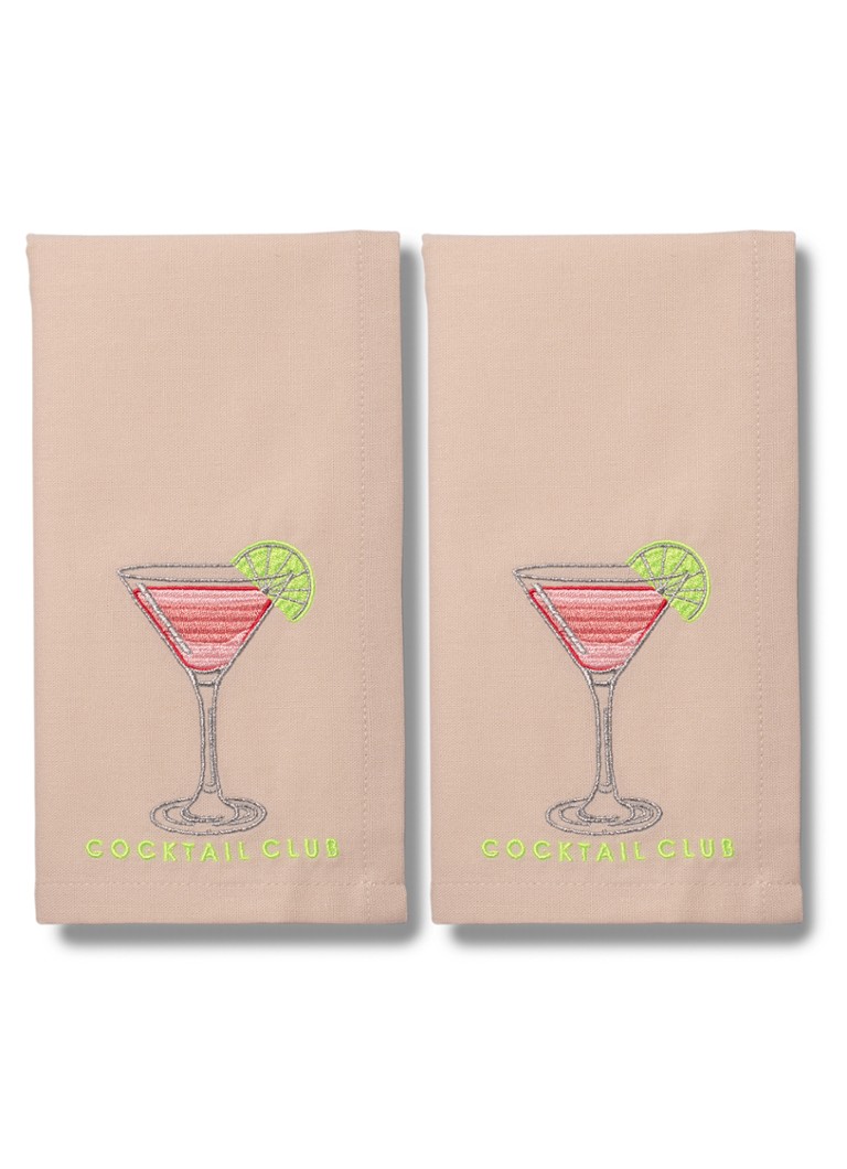 Vondels Cocktail Club servetten in linnenblend 45 x 45 cm set van 2 Beige - Deal
