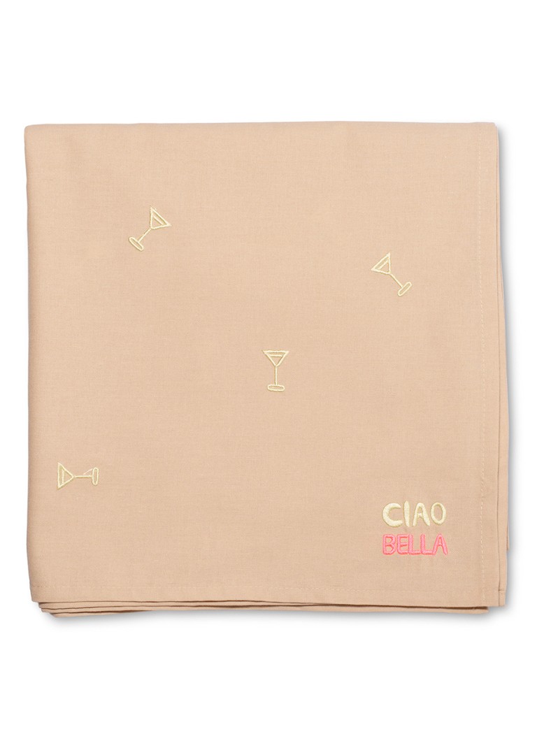 Vondels Tafelkleed in linnenblend met borduring 260 x 140 cm Beige - Deal