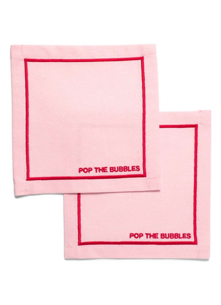Vondels Pop the Bubbles servetten 14 x 14 cm set van 2 Roze - Deal