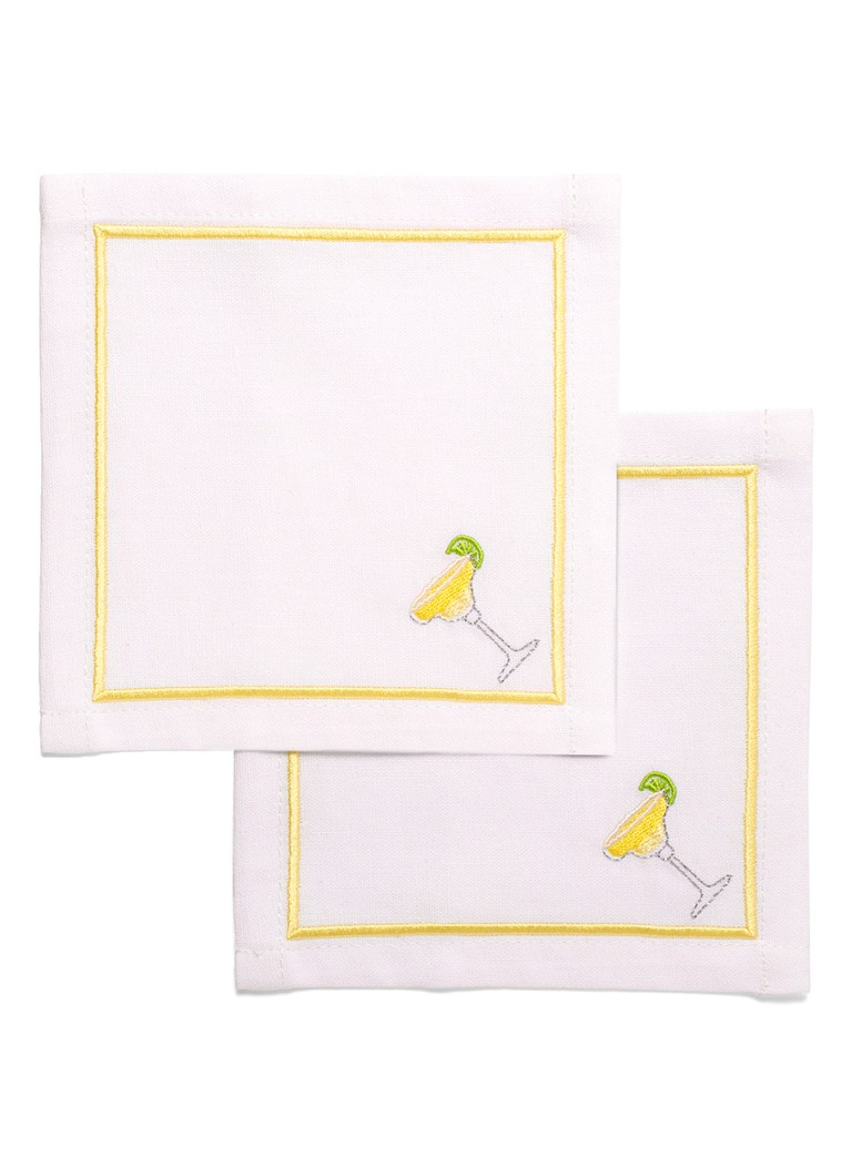 Vondels Margarita servetten 14 x 14 cm set van 2 Gebroken wit - Deal