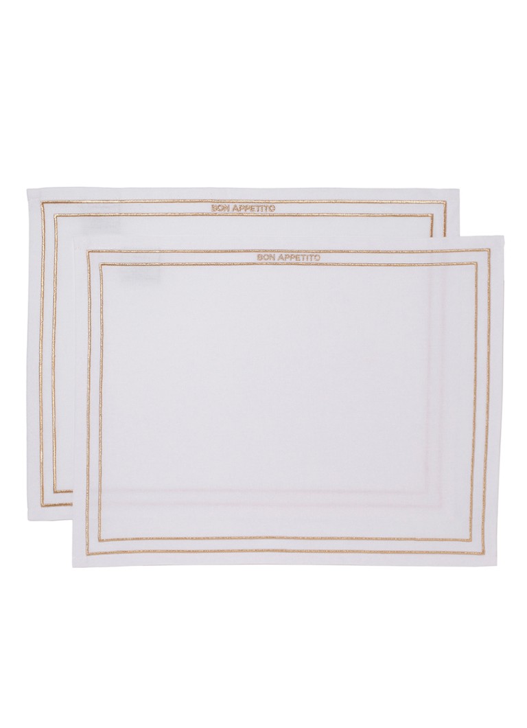 Vondels Bon Appetito placemat 42 x 32 cm set van 2 Gebroken wit - Deal