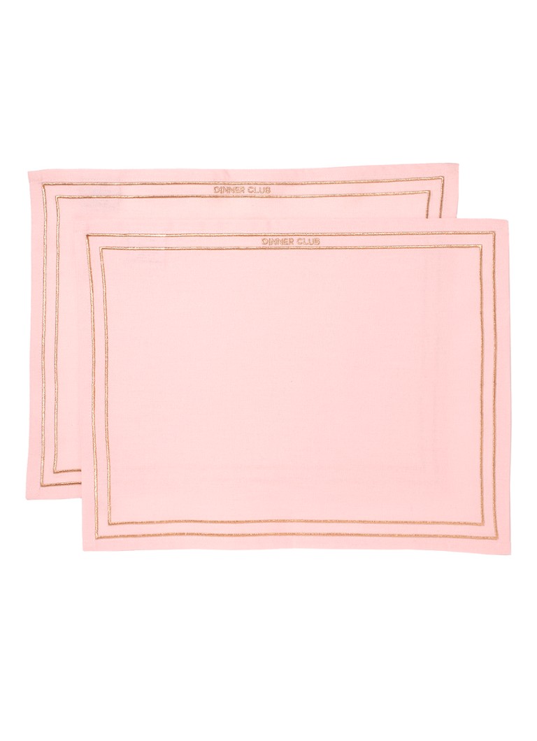 Vondels Dinner Club placemat 42 x 32 cm set van 2 Roze - Deal