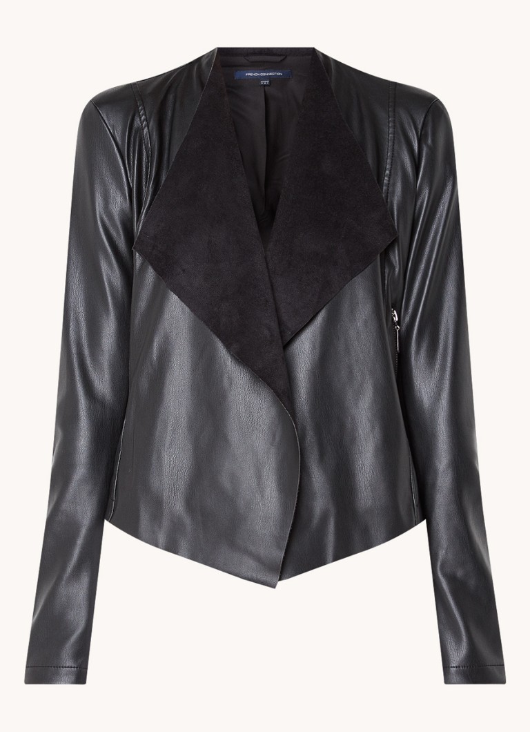French Connection Dames Jack van imitatieleer met details van suède in de kleur Zwart