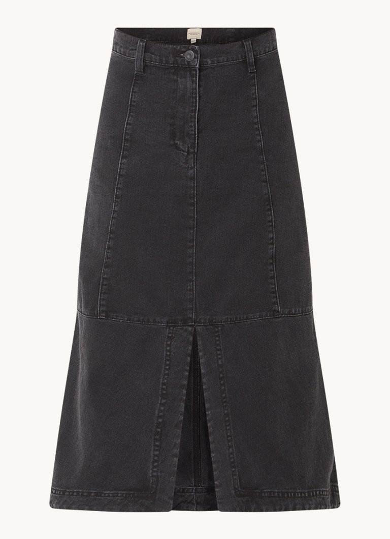 French Connection Dames Denver midi spijkerrok met split in de kleur Zwart