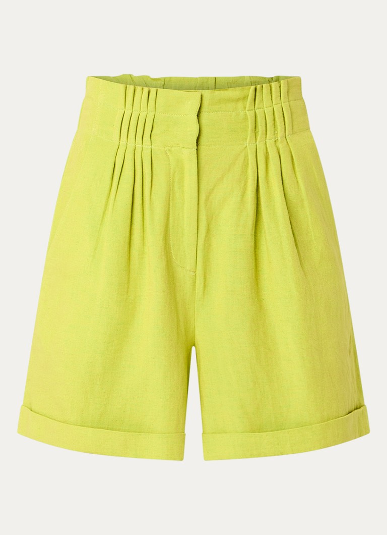 French Connection Dames Ariette high waist straight fit korte broek in de kleur Lime