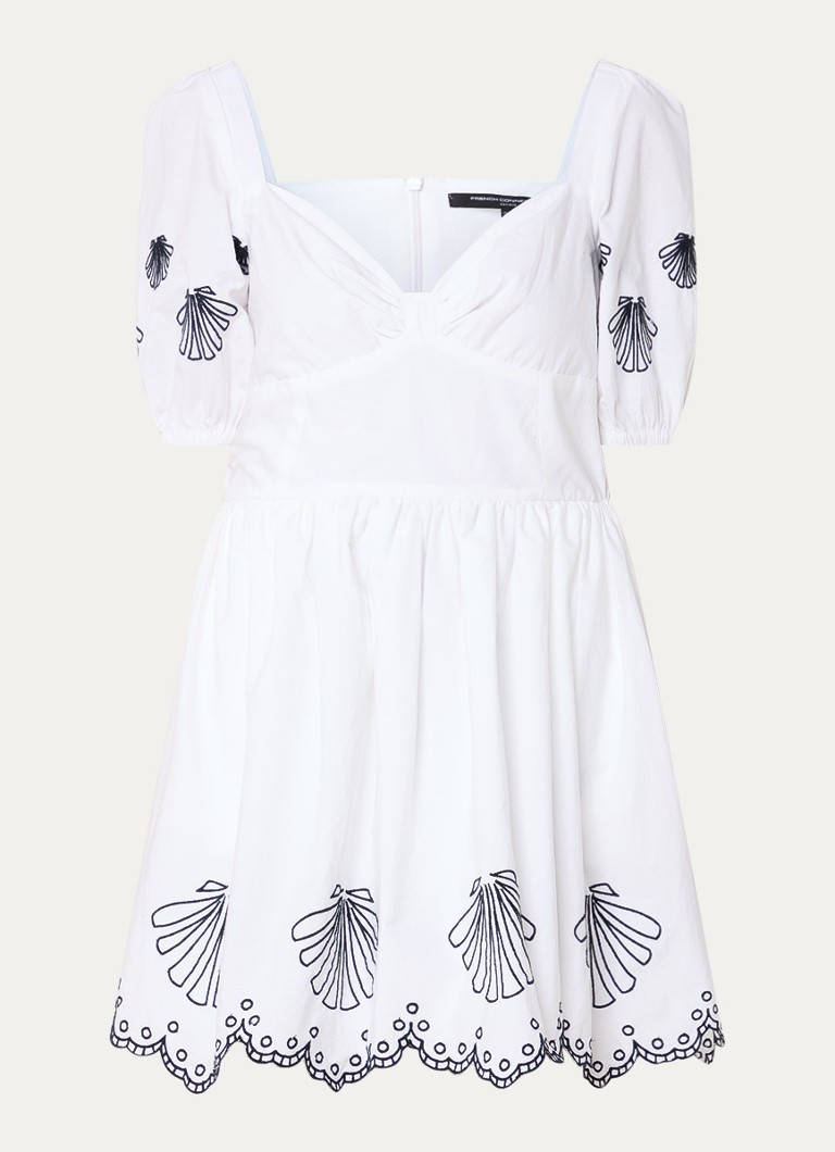 French Connection Dames Cambria mini jurk met borduring in de kleur Wit