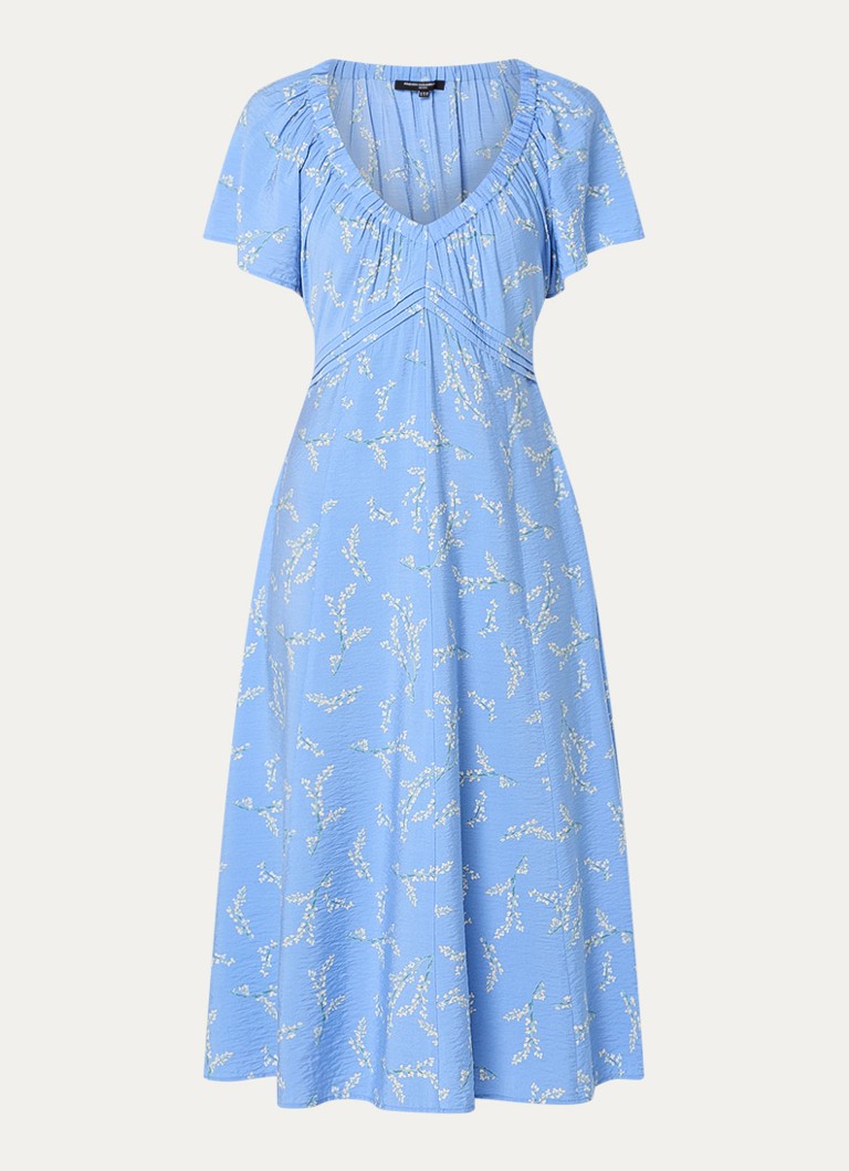 French Connection Dames Daniella midi tuniekjurk met bloemenprint en V-hals in de kleur Blauw