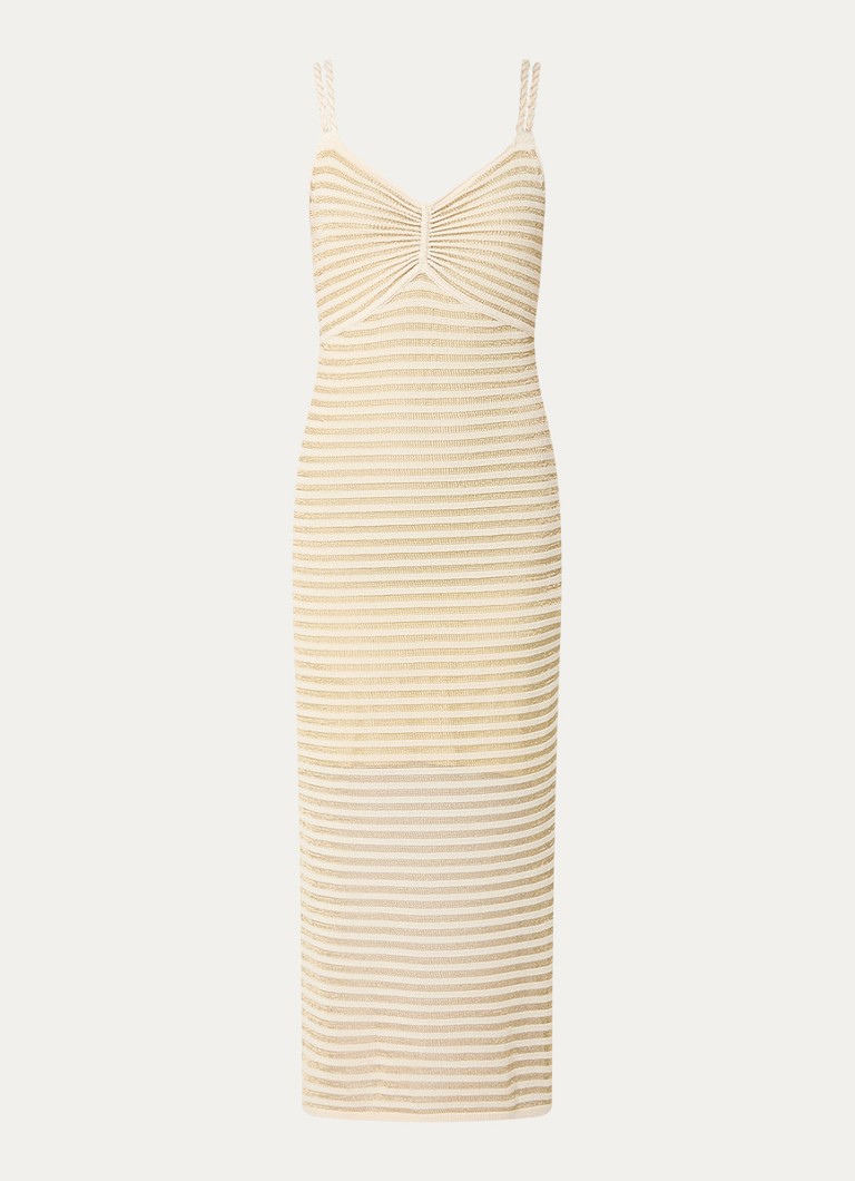 French Connection Dames Jerry fijngebreide midi jurk met lurex in de kleur Creme
