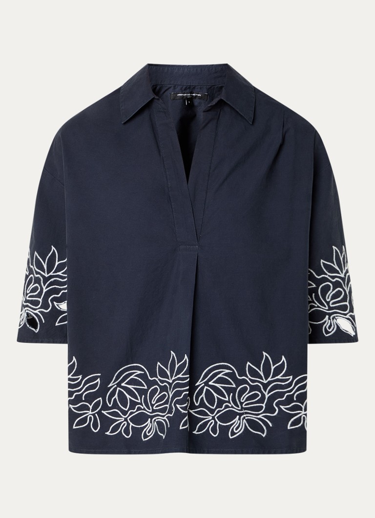 French Connection Dames Alissa tuniek met bloemborduring in de kleur Donkerblauw
