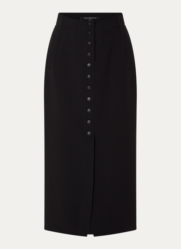 French Connection Dames Jaiden midi rok met steekzakken in de kleur Zwart
